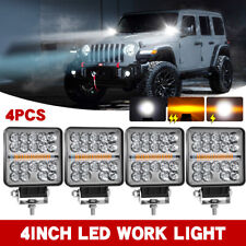 4PC 4inch Led Work Light Cube Pods Off-road Fog Lamp White Amber Strobe Flash picture