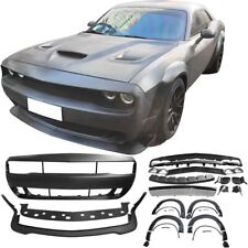 Fits 15-23 Dodge Challenger Hellcat Front Bumper Cover + Lip + Fender Flares picture