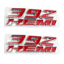 2Pcs 392 HEMI Emblem Logo Challenger Durango Charger Red Silver Outline Metal picture