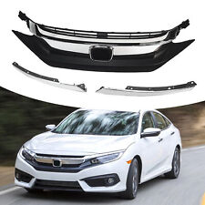 For 2016 2017 2018 Honda Civic Front Bumper Upper Grille w/Chrome Eyelid Molding picture