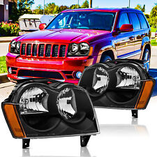 For 2005-2007 Jeep Grand Cherokee Headlights Headlamps Assembly Left Right Black picture