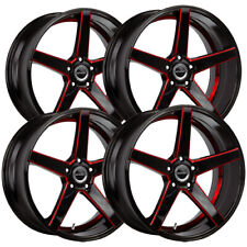 (Set of 4) Strada S35 Perfetto 18x8 5x108 +40mm Black/Red Wheels Rims 18