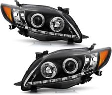For Black 2009-2010 Toyota Corolla LED Projector Halo Headlights Lamp Left+Right picture