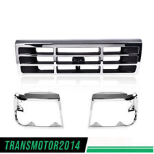 Fit For 1992 1993-1996 Ford F150 F250 Bronco Chrome Grille Headlight Door 3Pcs picture
