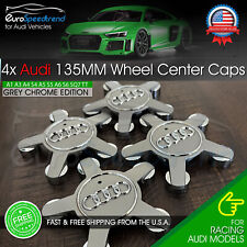 Audi Grey Chrome 135mm Wheel Spyder Center Hub Caps Rim 4PC Set 4F0601165N OE picture