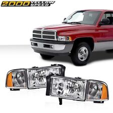 Fit For 1994-2002 Ram 1500 2500 3500 Chrome Housing Amber Corner Headlights Lamp picture