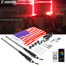 Pair 2FT LED RGB Whip Lights Spiral Antenna w/ Flags For Polaris RZR XP 1000 900 picture