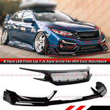 FOR 16-21 HONDA CIVIC BLZ STYLE LED FRONT BUMPER LIP + J STYLE PERFORMANCE GRILL picture
