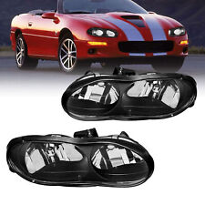 Black Housing Clear Lens Headlights For 1998-2002 Chevrolet Camaro LH+RH New picture
