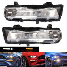 Pair For 2018-2023 Ford Mustang Clear Bumper LED DRL Fog Lights Turn Signal Lamp picture