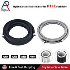 4AN 6AN 8AN 10AN Nylon & Stainless Steel PTFE Braided Fuel Hose Oil Gas Air Line picture