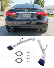 For 14-Up Infiniti Q50 Muffler Delete Axle Back Double Wall Burnt Tips Exhaust picture
