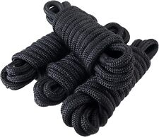 Amarine Made 4 Pack 3/8 Inch 15 FT Double Braid Nylon Dock Line-Black Dock Rope picture
