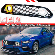 For 18-23 Mustang Mach 1 Style Front Grille W/ White & Amber LED Halo Ring Duct picture