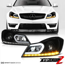LED STRIP Black Projector Headlamps Headlights L+R For 12-14 W204 M-Benz C-Class picture