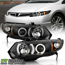 For Blk 2006-2011 Honda Civic 2Dr Coupe LED Halo Projector Headlights Headlamps picture