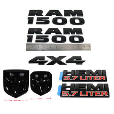 set OEM RAM 1500 4X4 Grille Tailgate 5.7 Liter HEMI Emblem Badge Black picture