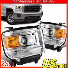 For 2014-15 GMC Sierra 1500 15-19 2500HD 3500HD Chrome Projector Headlights 2Set picture