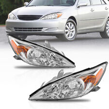 Chrome Headlights Headlamp w/ Amber Reflector For 2002-2004 Toyota Camry 2.4L picture