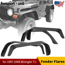 Fender Flares for 1997-2006 Jeep Wrangler TJ Flat Style Textured Steel Black picture