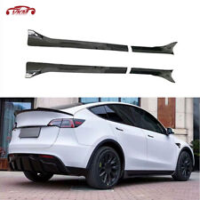 For Tesla Model Y Side Skirts Extension Glossy Black  2021-2022 ABS 2pcs picture