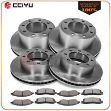 4 x Front & Slot Rear Brake Rotors + 8 x Ceramic Pads Fits Ford F-250 Super Duty picture