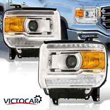 Black Amber OE Style LED DRL Head Lights Lamp For 2014-2018 GMC Sierra 1500 2500 picture