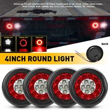 4x Red/White 4inch Round 16 LED Truck Trailer Brake Stop Turn Signal Tail Lights picture