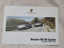 2008 08 Porsche Boxster RS60 Spyder SUPPLEMENT to the Owners Manual Original OEM picture