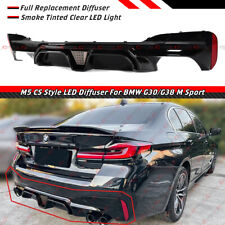 For 17-23 BMW G30 5 Series M5 CS Style Smoke lens LED Gloss Black Rear Diffuser picture