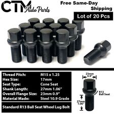 20x Black 15x1.25 Ball Seat Lug Bolts Fit Mercedes GLE GLS 450/580/600/63AMG picture