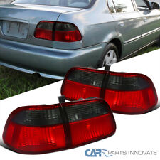 Fit 99-00 Honda Civic 4Dr Sedan Red/Smoke Tail Lights Rear Brake Lamp Left+Right picture
