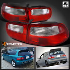 Red/Clear Fits 92-95 Honda Civic Hatchback 3Dr Brake Lamp Tail Lights Left+Right picture
