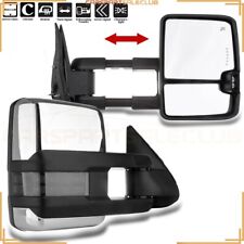 Pair Set Power Signals Chrome Towing Mirrors For Chevy Silverado & GMC Sierra picture