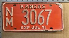 1971 Kansas license plate NM 3067 YOM DMV Nemaha Ford Chevy Dodge 13703 picture
