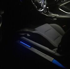 Blue Illuminated Door Sills for Camaro 2011+ Black finish Blue Lighted Emblem picture