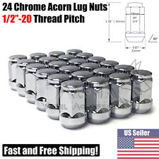 24 Chrome Bulge Acorn Lug Nuts 1/2