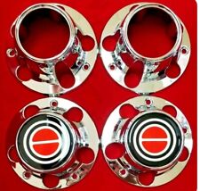 1980-1996 FORD F150 BRONCO VAN CHROME 4x4 CENTER CAPS HUBS SET RED NEW 2 OPEN picture