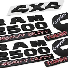 5PCS Matte Black Emblems Badges For RAM 2500 HEAVY DUTY 4X4 Cummins Turbo Diesel picture
