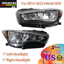 Pair For 2014-2017 Infiniti Q50 Headlights LED Left+Right Headlamp Black Housing picture