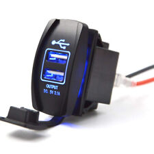 Dual 3.1A USB Power Charger Carling ARB Rocker Switch Blue LED Car Boat UTV 12V picture