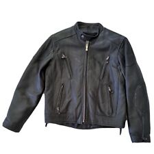 Wilsons Open Road Leather Biker Motorcycle Jacket Medium Thinsulat Zippers Black picture