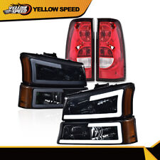 FIT FOR 03-07 SILVERADO/AVALANCHE BLACK/SMOKED LED DRL HEADLIGHT + TAIL LIGHTS picture