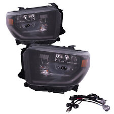 Full Led Headlights Set Black Housing w/Harness Fits 14-21 Toyota Tundra TRD Pro picture
