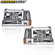 Fit For 1992-1996 Ford F150 F250 F350 Dual LED DRL Headlights Bumper Clear Lamp picture