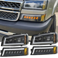 For 03-06 Chevy Silverado Avalanche DRL LED Headlights Bumper Signal Lamps picture