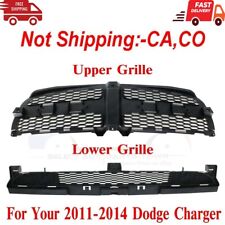 New Fits 11-14 Dodge Charger Front Upper & Lower Grille Textured Black Plastic picture
