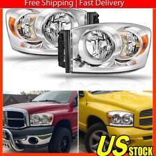 Chrome Headlights For 2006-2008 Dodge Ram 1500 2500 3500 Amber Side Headlamps picture
