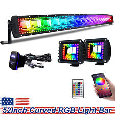 52inch 300W Curved Led Light Bar RGB Halo Ring Offroad COMBO For Truck ATV SUV picture