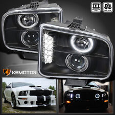 Black Fits 2005-2009 Ford Mustang LED Halo Projector Headlights Lamps Left+Right picture